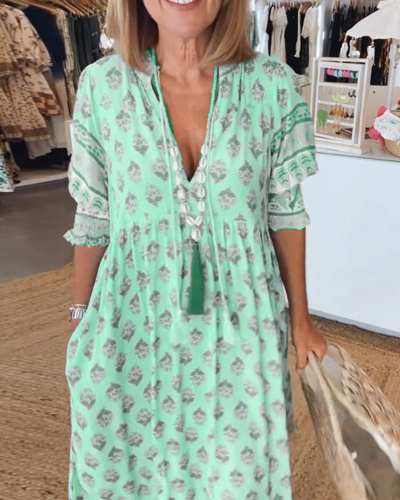 Peyton – Haljina s dugim lantern rukavima u boho stilu