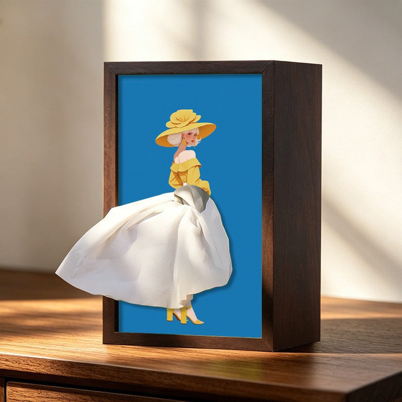 CarveGrace™ | Handgemaakt massief walnoothouten tissuehouder met balletdanseres