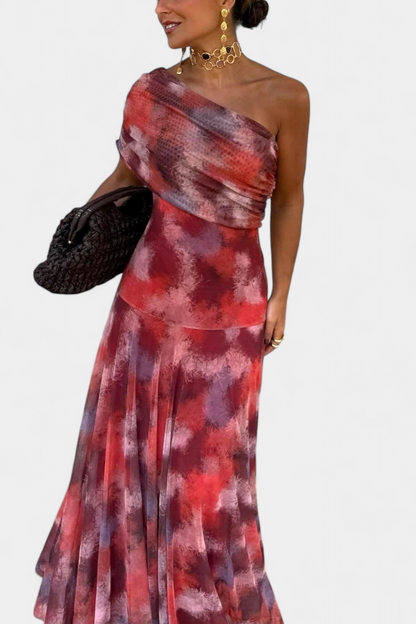 Vestido Maxi Tie-Dye de Un Hombro Jessamy