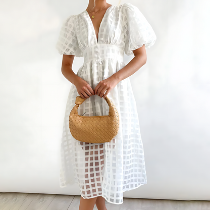 Clara | Puff Sleeve Midi Dress