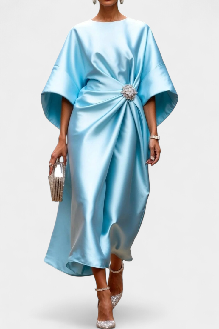 Ubelia – Vestido Largo de Satén con Brillo Luxe que deslumbra en cada movimiento
