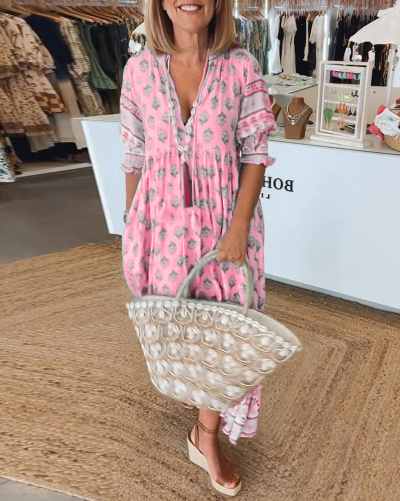 Peyton – Haljina s dugim lantern rukavima u boho stilu