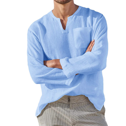 Men’s Casual Linen Long-Sleeve Shirt