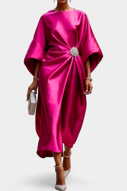 Ubelia – Vestido Largo de Satén con Brillo Luxe que deslumbra en cada movimiento