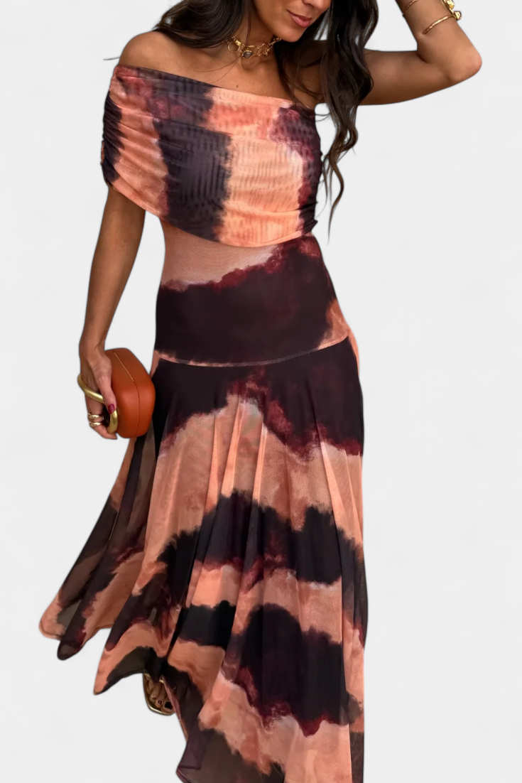 Vestido Maxi Tie-Dye de Un Hombro Jessamy