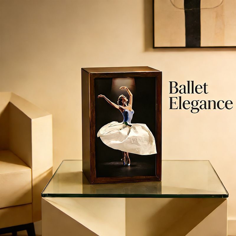 CarveGrace™ | Handgemaakt massief walnoothouten tissuehouder met balletdanseres