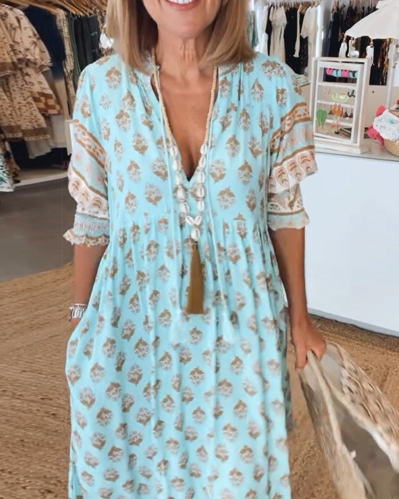 Peyton – Haljina s dugim lantern rukavima u boho stilu