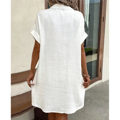 Luchtige Zomerjurk met Kraag en Zakken Dames Casual Chic
