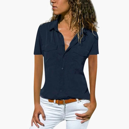 Frances  - Damen Kurzarm Knopfhemd Casual