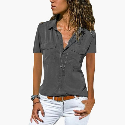Frances  - Damen Kurzarm Knopfhemd Casual