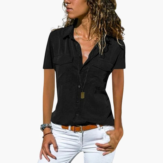 Frances  - Damen Kurzarm Knopfhemd Casual