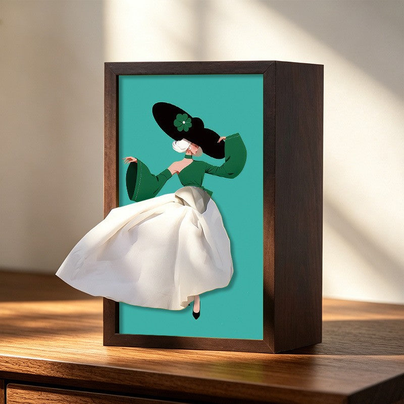 CarveGrace™ | Handgemaakt massief walnoothouten tissuehouder met balletdanseres