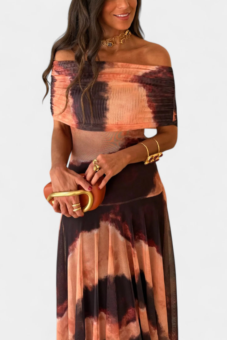 Vestido Maxi Tie-Dye de Un Hombro Jessamy