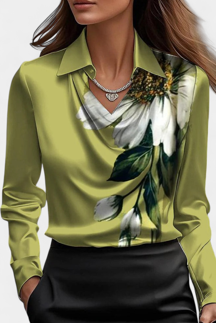Blusa Dilnaz | Satinada con Escote en Cascada
