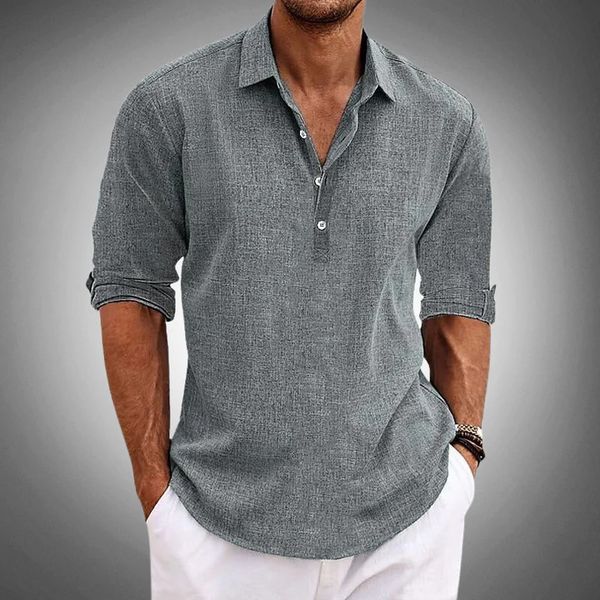 Classic Elegant and breathable linen polo shirt with short sleeves