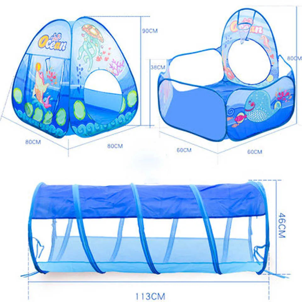 50% RABATT | KidZone™ |  3-in-1 Spielzelt mit Tunnel & Bällebad für aktive Kinder
