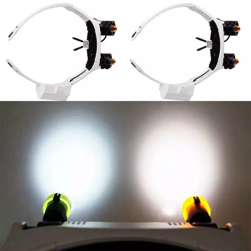 Kopfband-Lupenbrille mit LED-Beleuchtung und 4 Vergrößerungsstufen