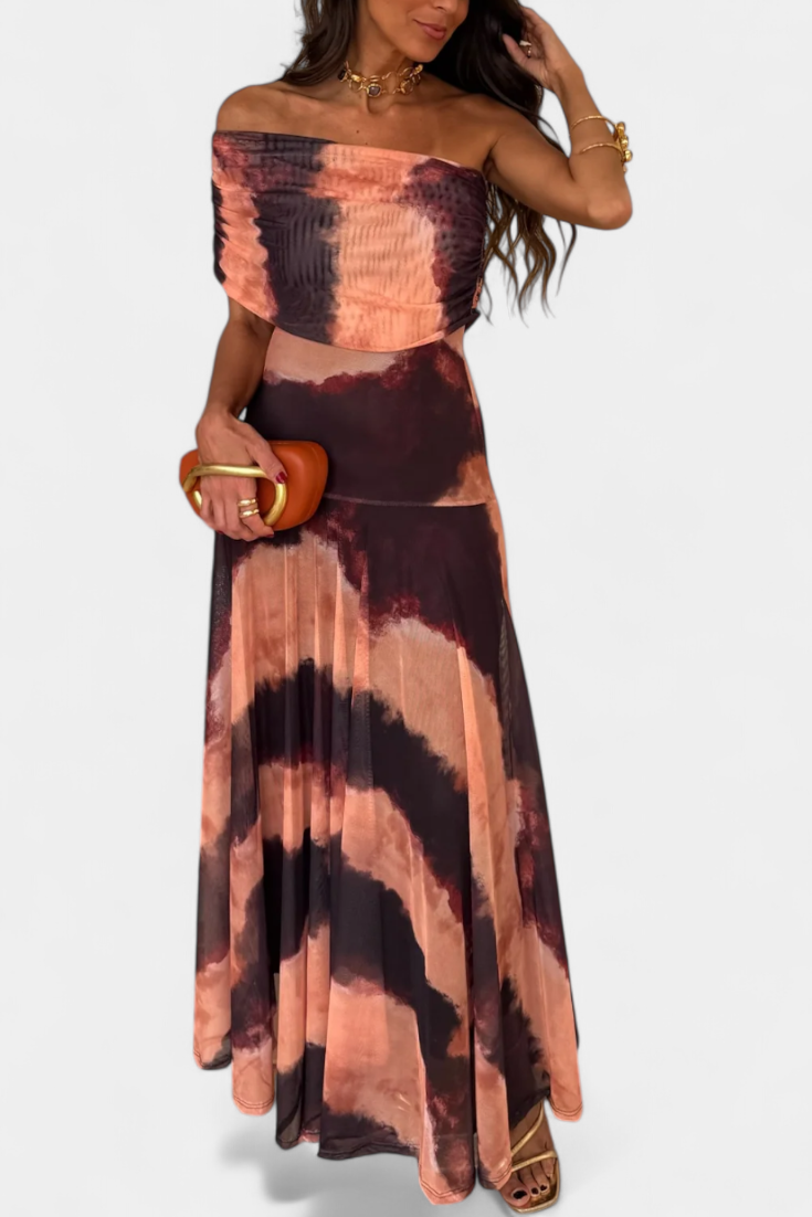 Vestido Maxi Tie-Dye de Un Hombro Jessamy