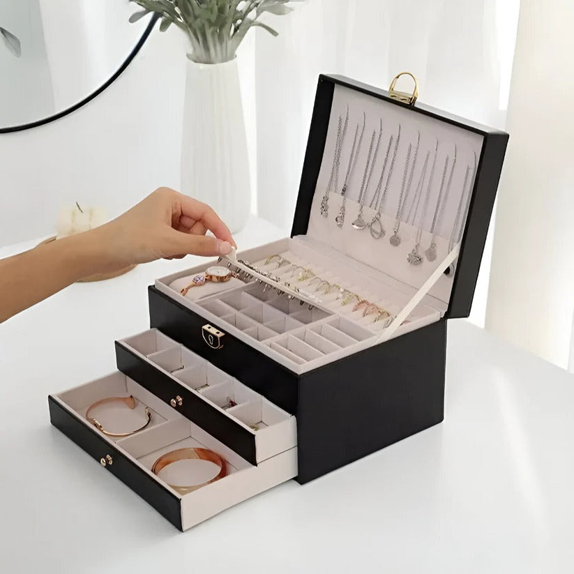 Elegant Multi-Layer Jewelry Storage Box with Easy Access