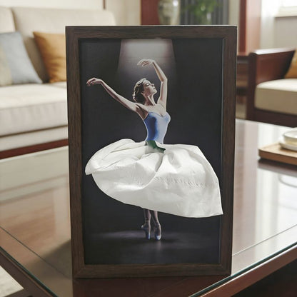CarveGrace™ | Handgemaakt massief walnoothouten tissuehouder met balletdanseres
