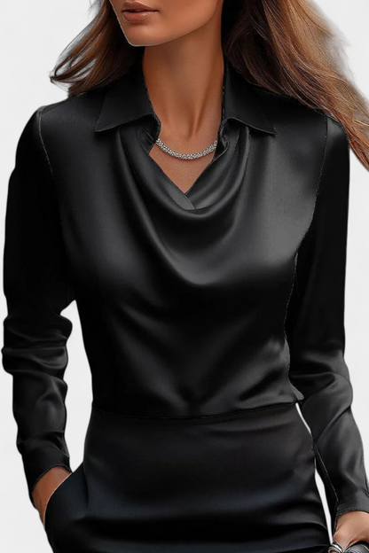 Blusa Dilnaz | Satinada con Escote en Cascada