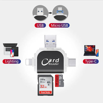 4-in-1 Kartenleser mit Multi-Interface - SD, Micro SD, USB, Type-C
