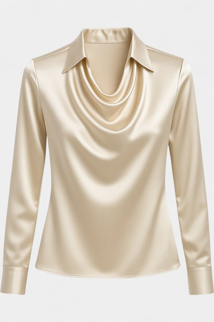 Blusa Dilnaz | Satinada con Escote en Cascada