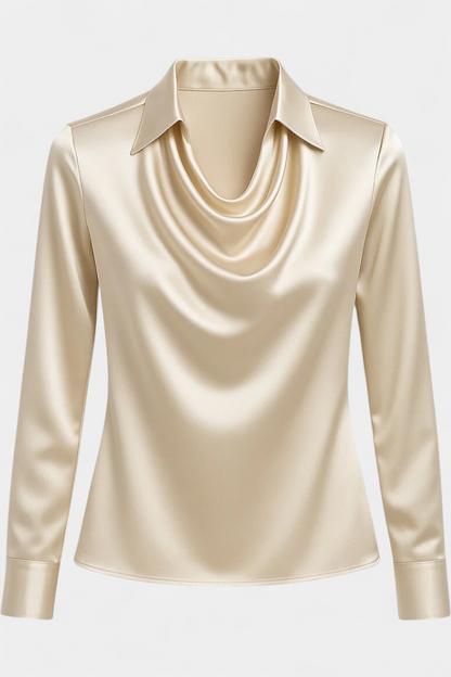Blusa Dilnaz | Satinada con Escote en Cascada