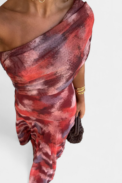 Vestido Maxi Tie-Dye de Un Hombro Jessamy