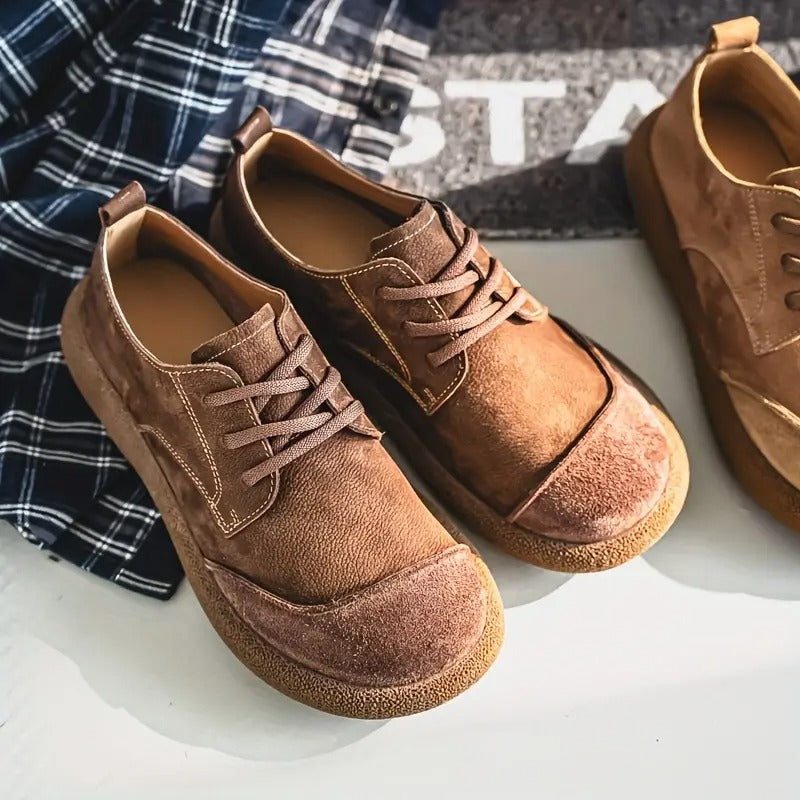 Chaussures Homme en Daim Rétro à Lacets – Style Décontracté Confortable