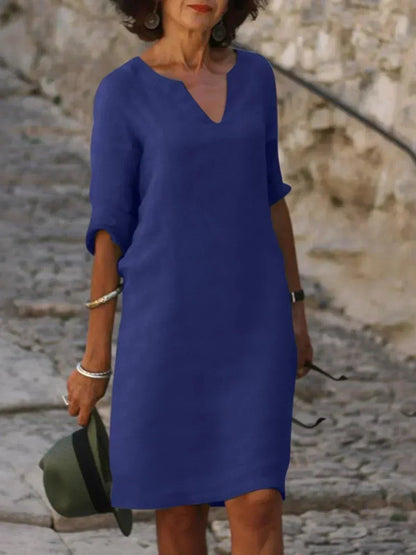 Damen Midi Kleid Regular Fit Freizeit Sommer Elegant