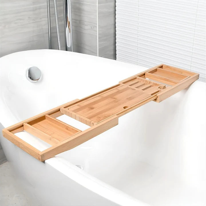 Serenity Spa – Adjustable Bamboo Bath Caddy Tray