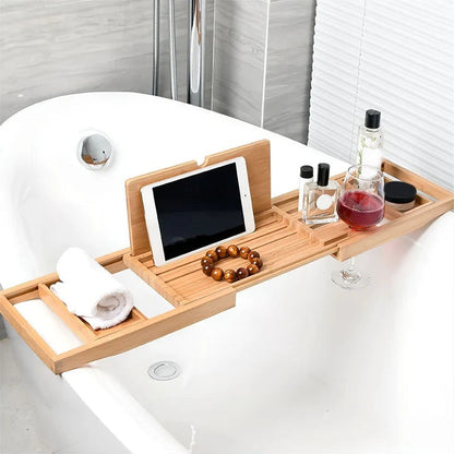 Serenity Spa – Adjustable Bamboo Bath Caddy Tray