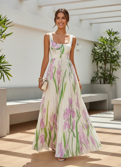 Isoldea – Floral Square-Neck Maxi Dress