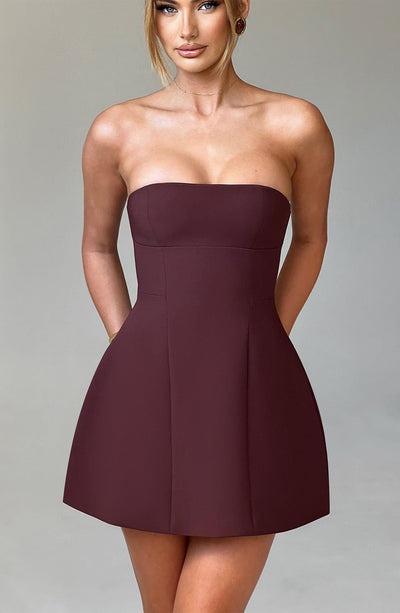 Sandra - Strapless Structured Corset Mini Dress with Pockets