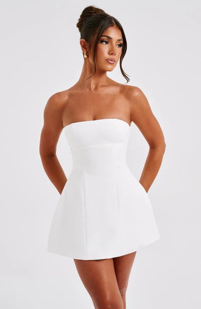 Sandra - Strapless Structured Corset Mini Dress with Pockets