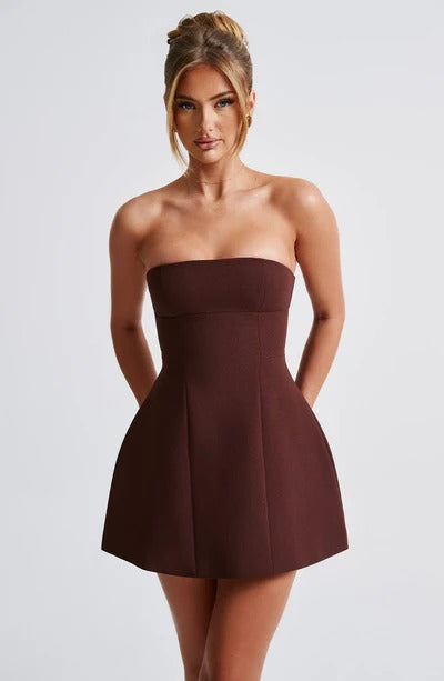 Sandra - Strapless Structured Corset Mini Dress with Pockets