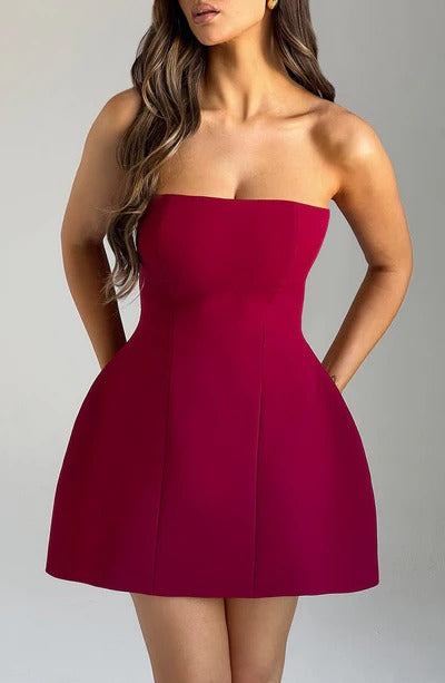 Sandra - Strapless Structured Corset Mini Dress with Pockets