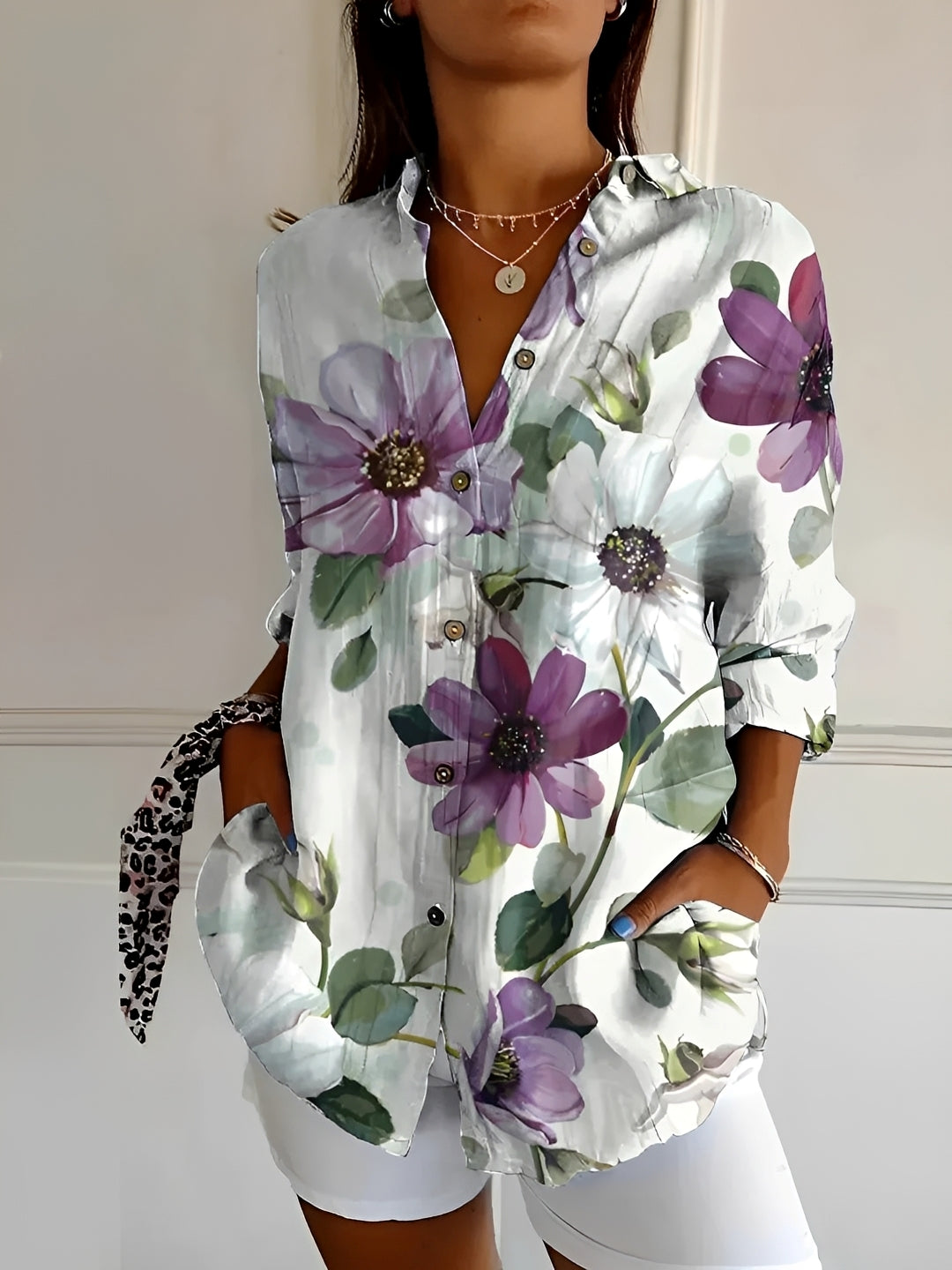 Margarette - Elegant Button Blouse Women