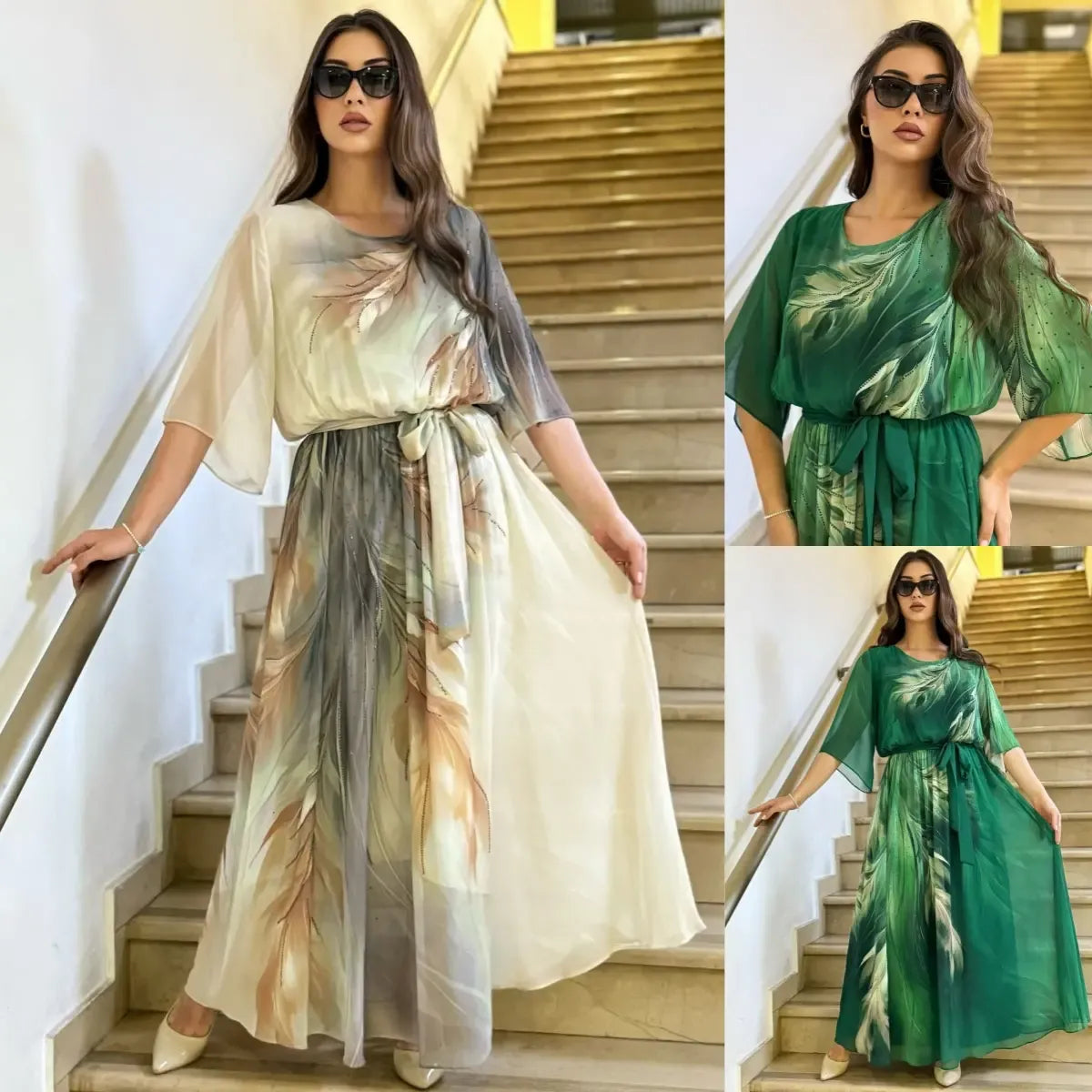 Adella | Fließendes Chiffon-Maxikleid mit eleganter Taille