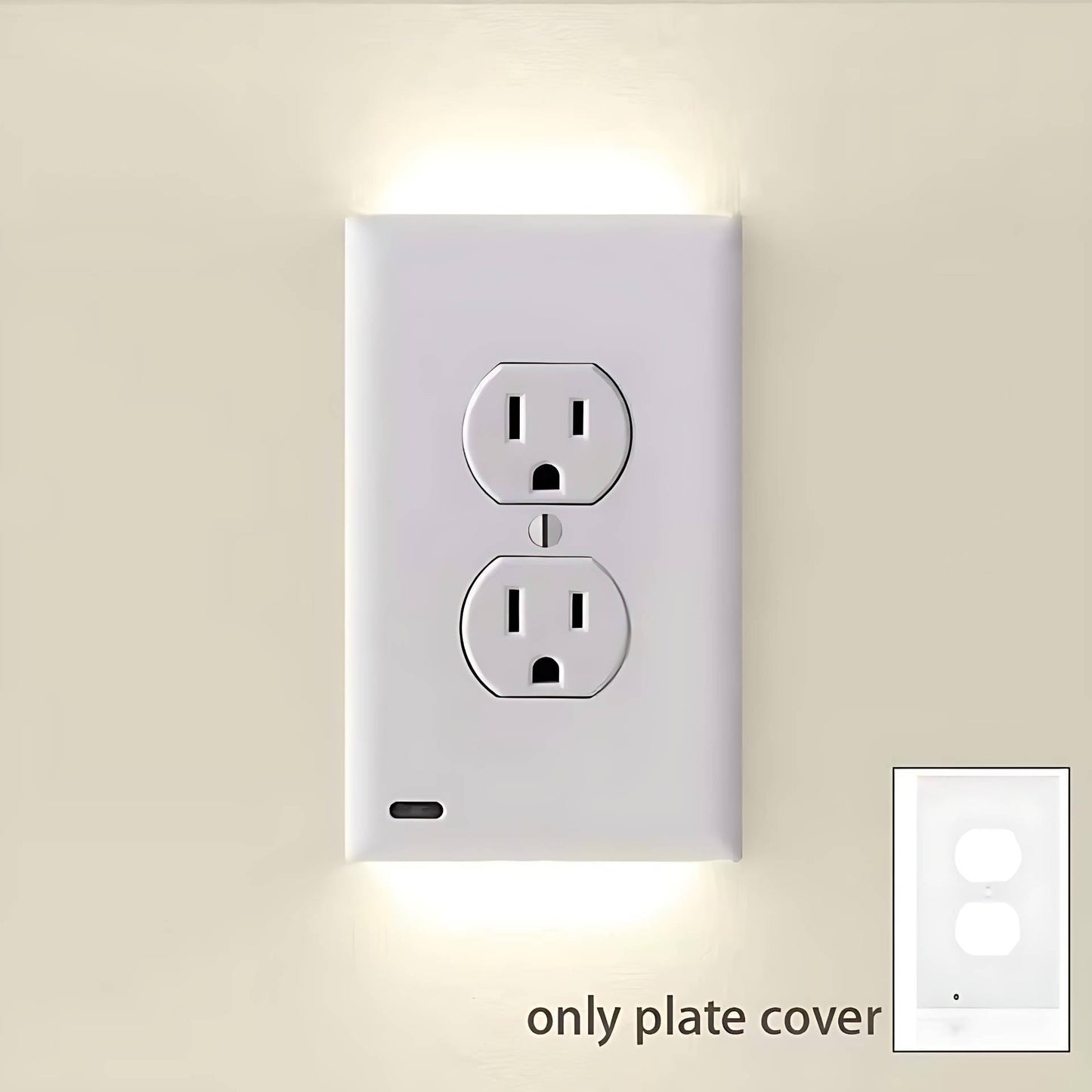 Set of 4 Wall Plates with LED Night Light Outlets