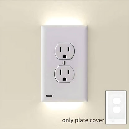Set of 4 Wall Plates with LED Night Light Outlets
