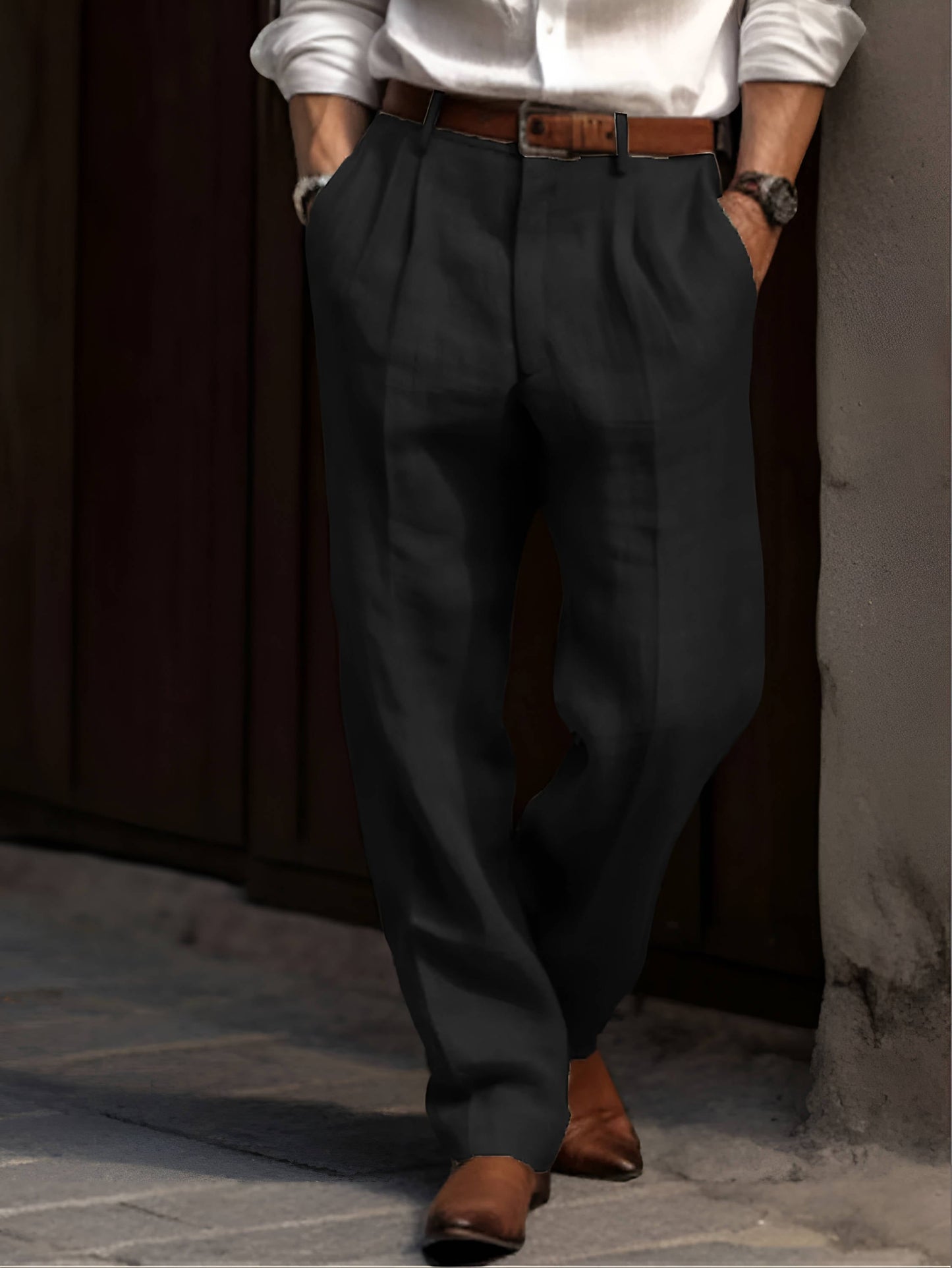 Robert | Classic Pleated Linen Pants