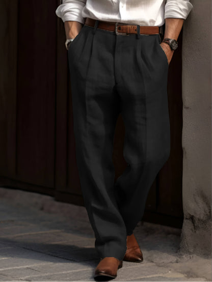 Robert | Classic Pleated Linen Pants