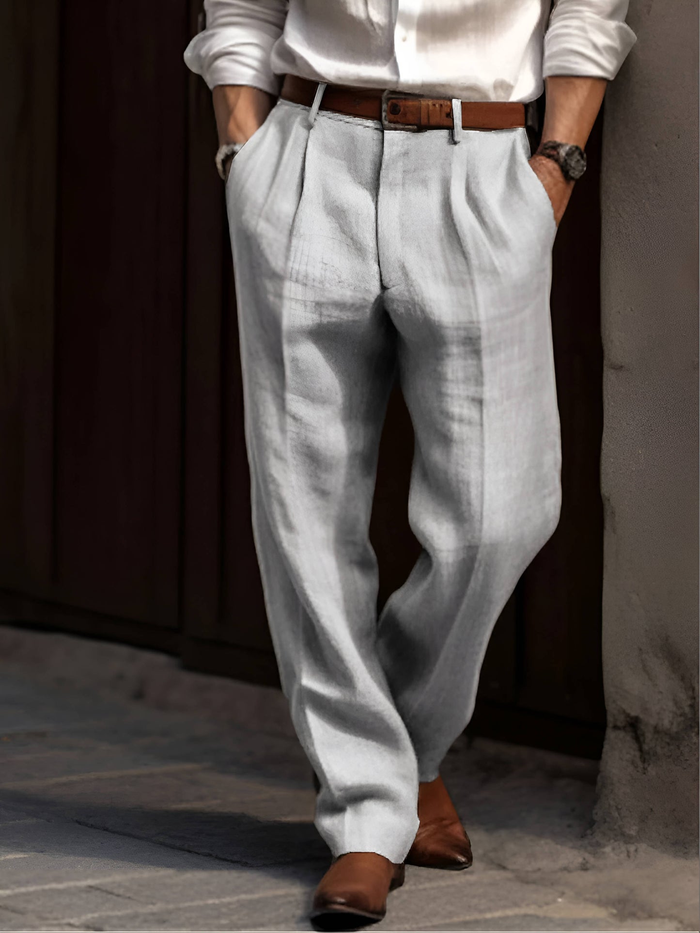 Robert | Classic Pleated Linen Pants