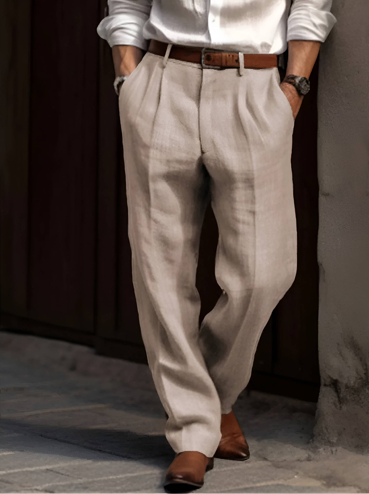 Robert | Classic Pleated Linen Pants