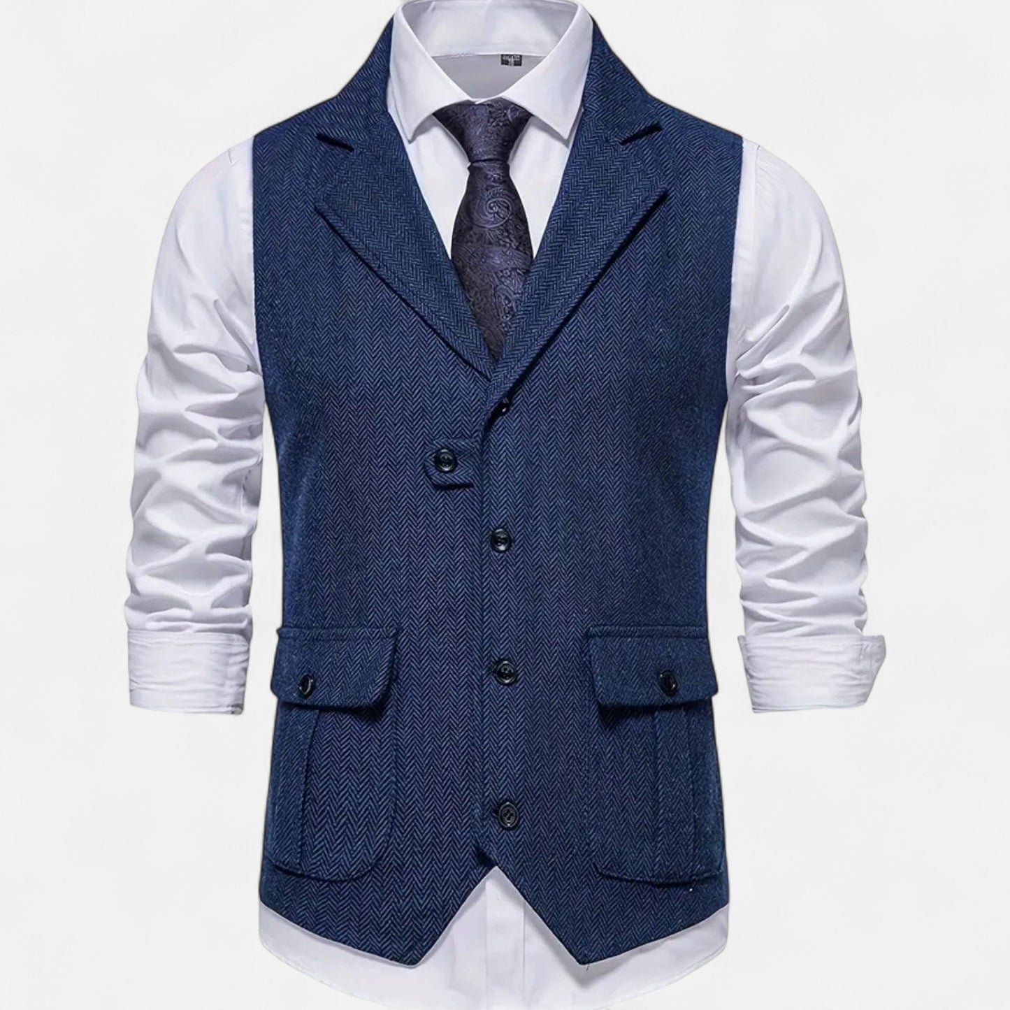 Valmonti | Men’s Herringbone Lapel Vest