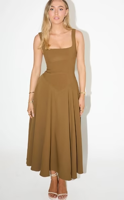 CAMILA – Vestido midi escote cuadrado