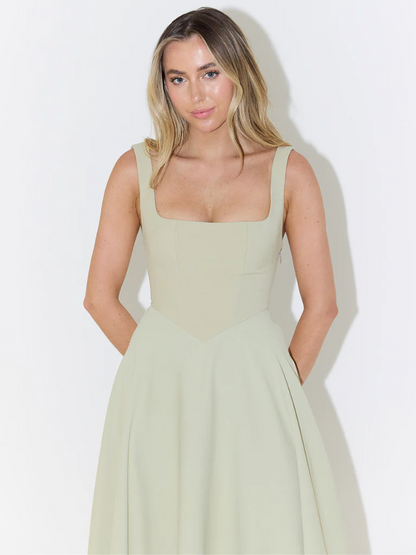 CAMILA – Vestido midi escote cuadrado
