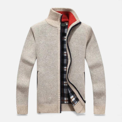 Herre cardigan med fleeceforing